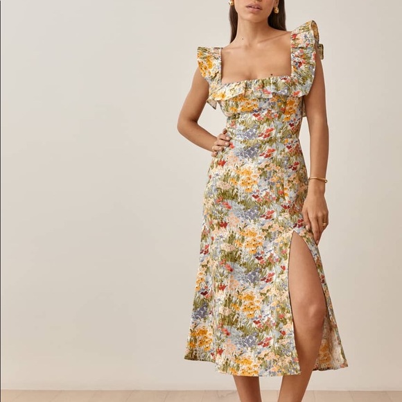 Reformation Amethyst Linen Dress Countryside - Picture 2 of 4